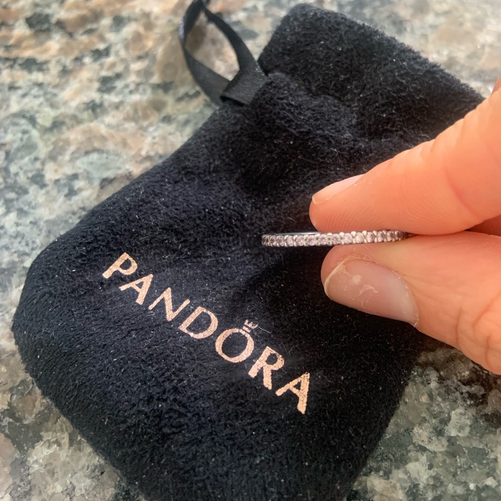 Pandora Stackable Pink Channel Band Sterling Silver Ring